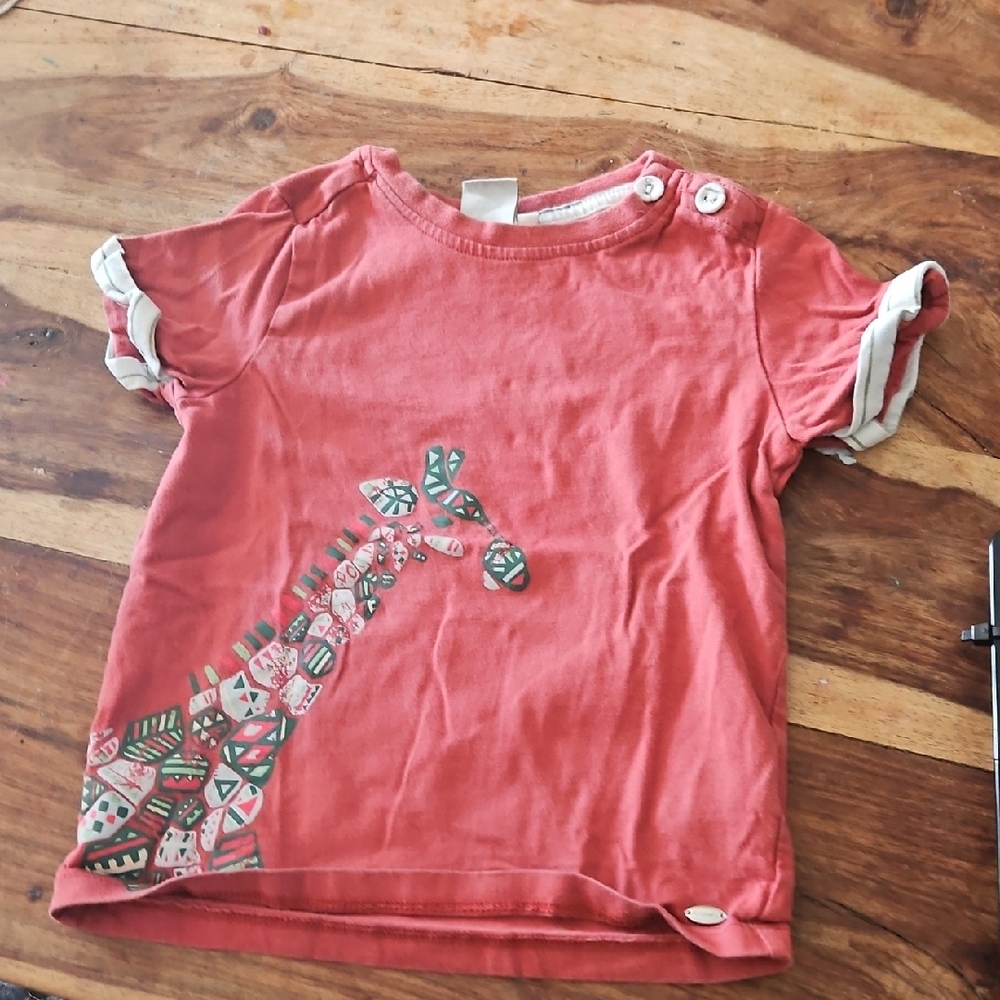 Krickets Kids Giraffe Print Shirt - Coral